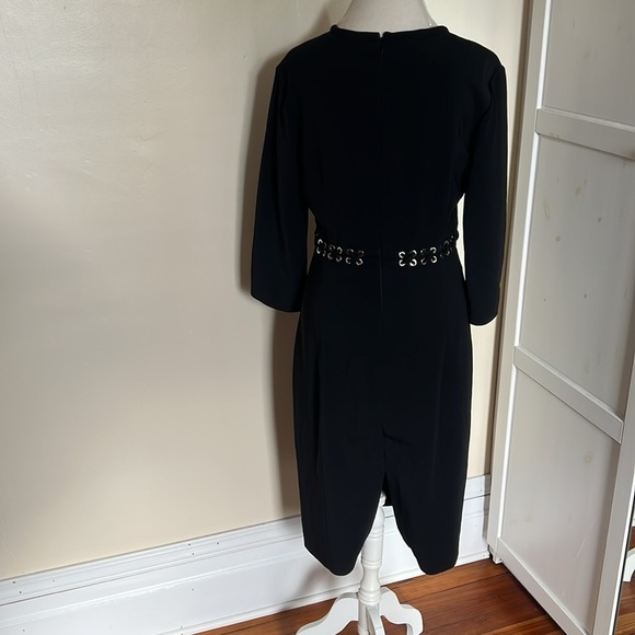 Michael Kors Collection Elegant Black V-Neck Dress with Silver Gromet Detail 12 - Picture 7 of 9